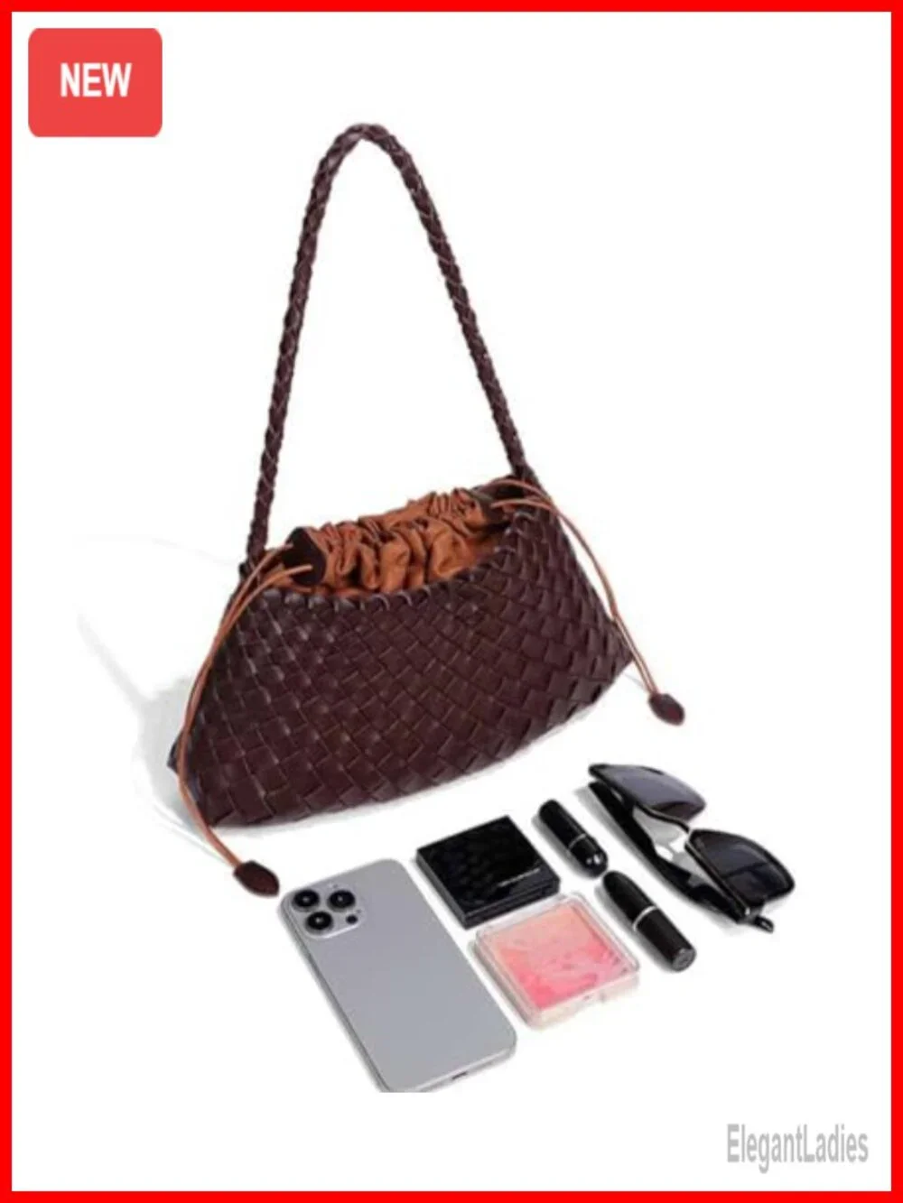 Suede Woven Hobo Bag Faux Leather Tote Shoulder Purse